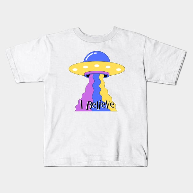 I Believe in UFO's Kids T-Shirt by Wilcox PhotoArt